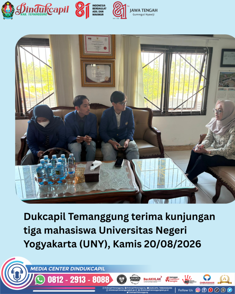 Dukcapil Temanggung Terima Mahasiswa KKN UNY