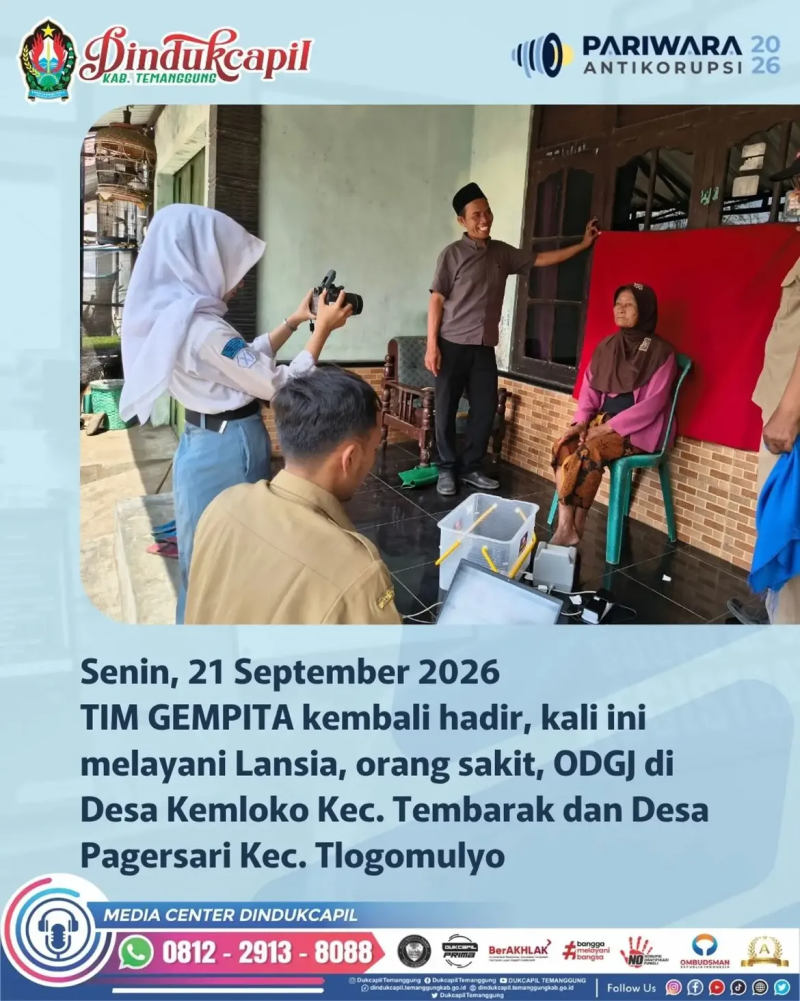 Melalui GEMPITA, Dukcapil Kabupaten Temanggung kembali hadir menyapa dan melayani warga yang membutuhkan