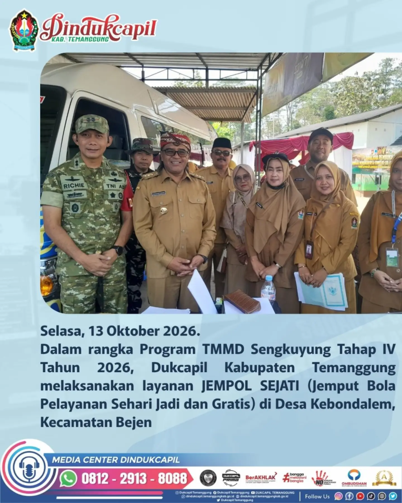 Dukcapil Temanggung Hadir di Program TMMD Sengkuyung Tahap IV Tahun 2026,