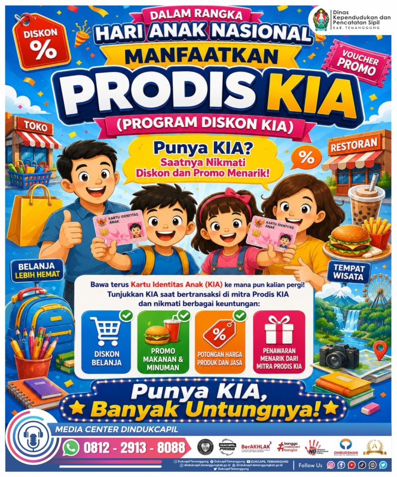 Dalam Rangka Hari Anak Nasional, Dukcapil Temanggung Hadirkan PRODIS KIA