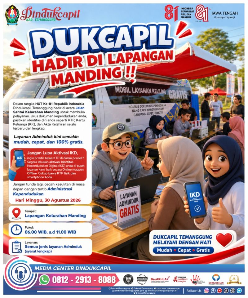 Dukcapil Temanggung hadir di Jalan Santai Kelurahan Manding