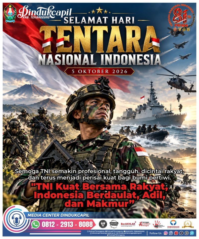 SELAMAT HARI JADI TENTARA NASIONAL INDONESIA
5 Oktober 2026